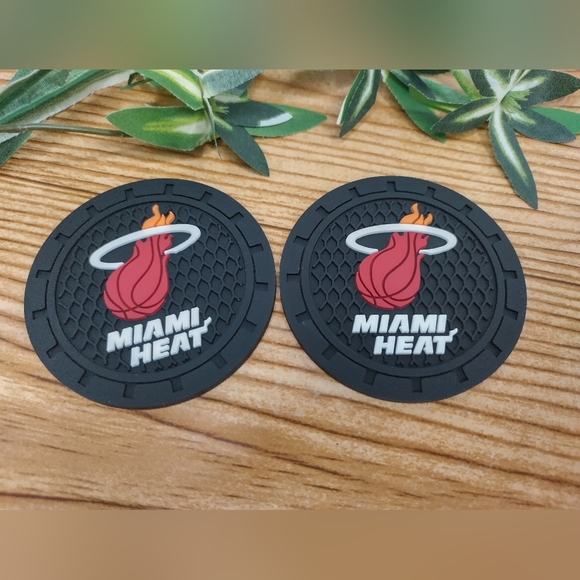 Miami Heat Car Cup Coasters Set Of 2 - Picture 2 of 5